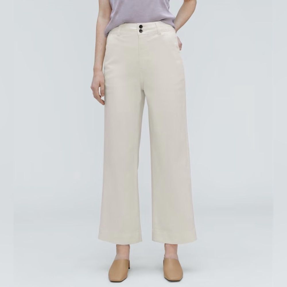 Everlane Women’s The Organic Wide Leg Pant in Bone Size 2 NWT High Waisted